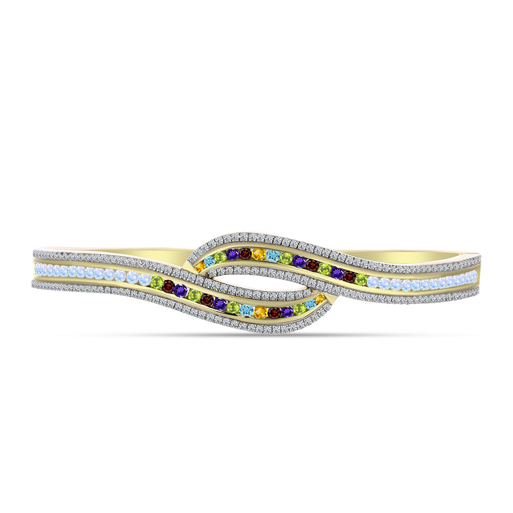 Goldplattierter Silberarmreif mit marokkanischem Amethyst und Zitrin aus dem Ural 2 