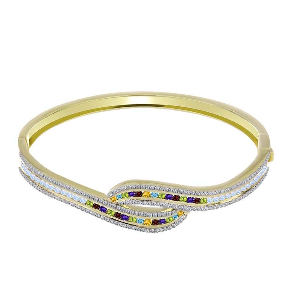 Goldplattierter Silberarmreif mit marokkanischem Amethyst und Zitrin aus dem Ural 1 