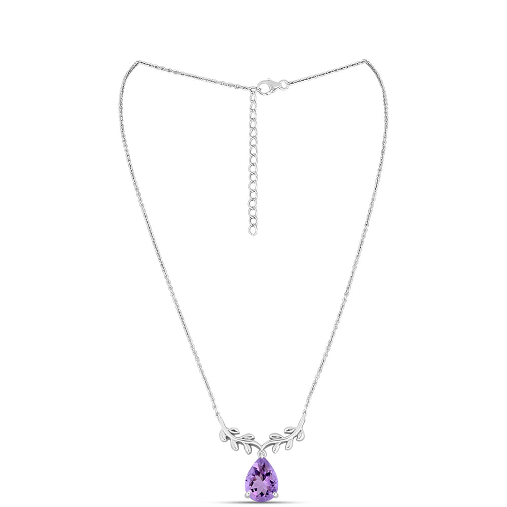 Silberhalskette mit Rose De France Amethyst