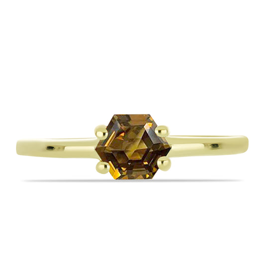 Goldplattierter Silberring mit Cognac-Quarz