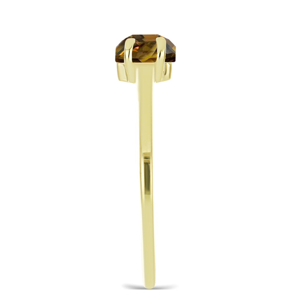 Goldplattierter Silberring mit Cognac-Quarz 4 