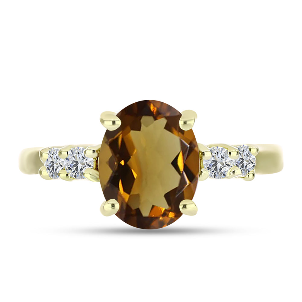 Goldplattierter Silberring mit Cognac-Quarz und weißem Topas 1 
