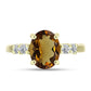 Goldplattierter Silberring mit Cognac-Quarz und weißem Topas