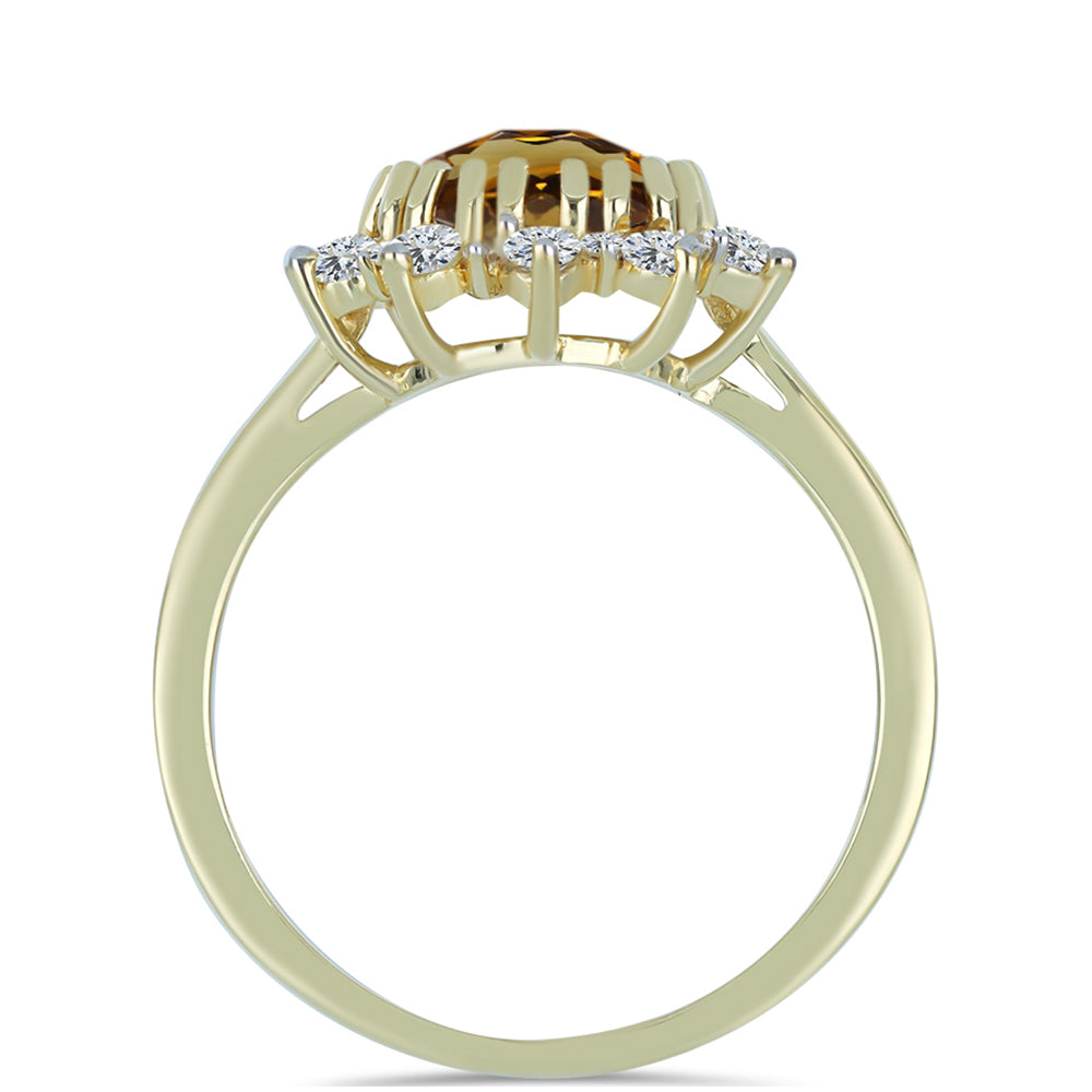 Goldplattierter Silberring mit Cognac-Quarz und weißem Topas 2 