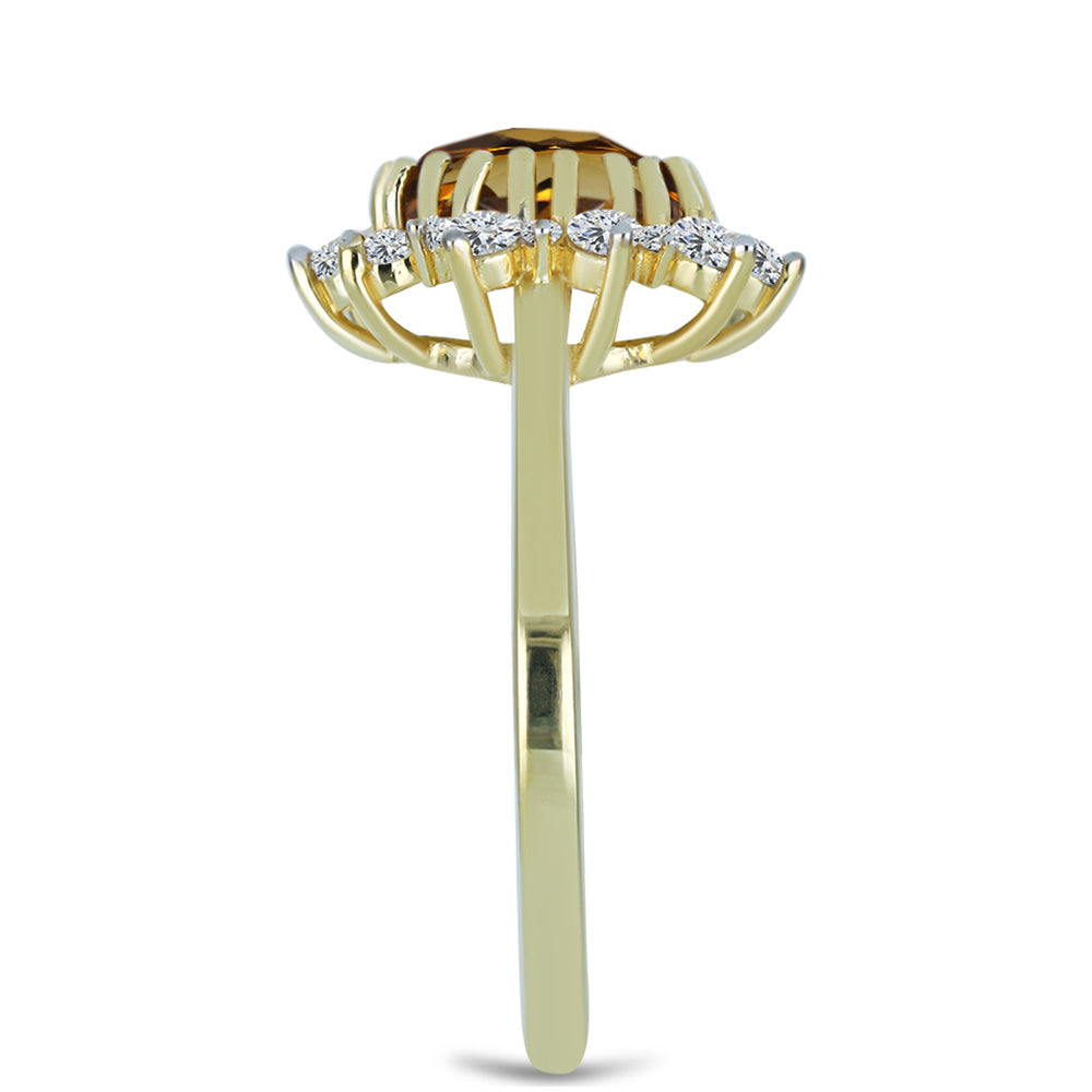 Goldplattierter Silberring mit Cognac-Quarz und weißem Topas 4 