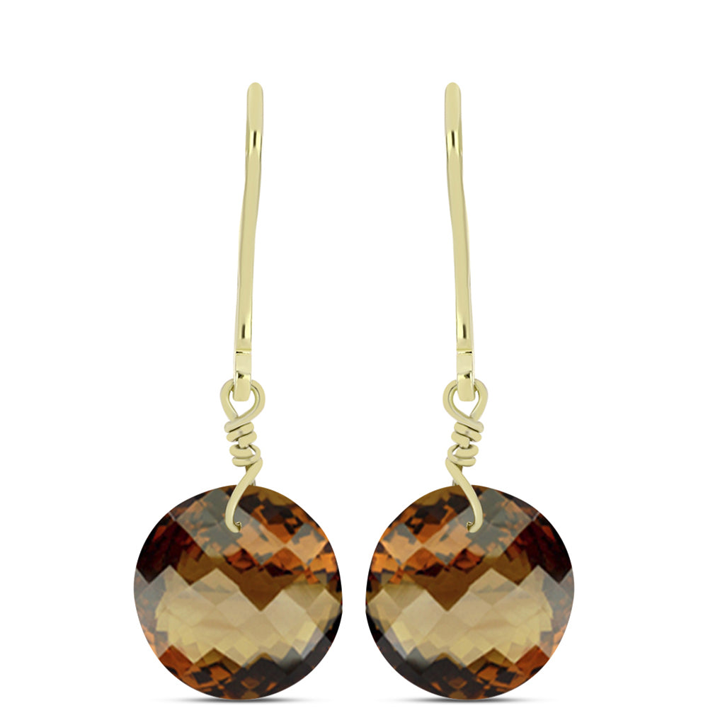 Goldplattierte Silberohrringe mit Cognac-Quarz 1 