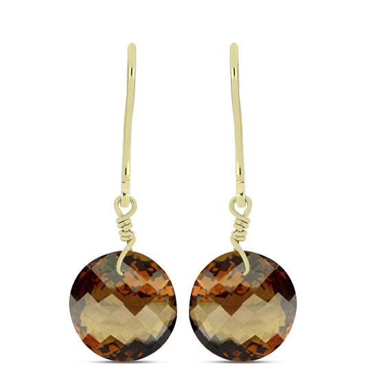 Goldplattierte Silberohrringe mit Cognac-Quarz
