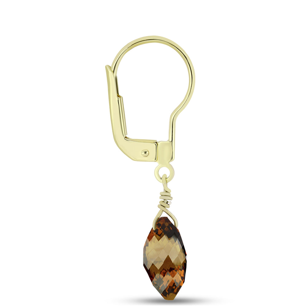Goldplattierte Silberohrringe mit Cognac-Quarz