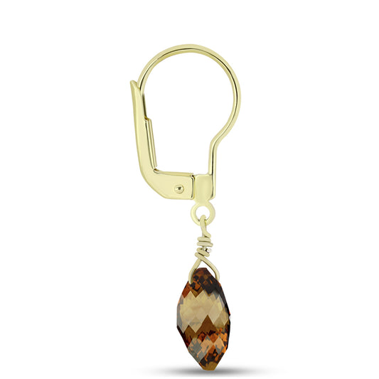 Goldplattierte Silberohrringe mit Cognac-Quarz