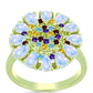 Goldplattierter Silberring mit Regenbogenmondstein und marokkanischem Amethyst