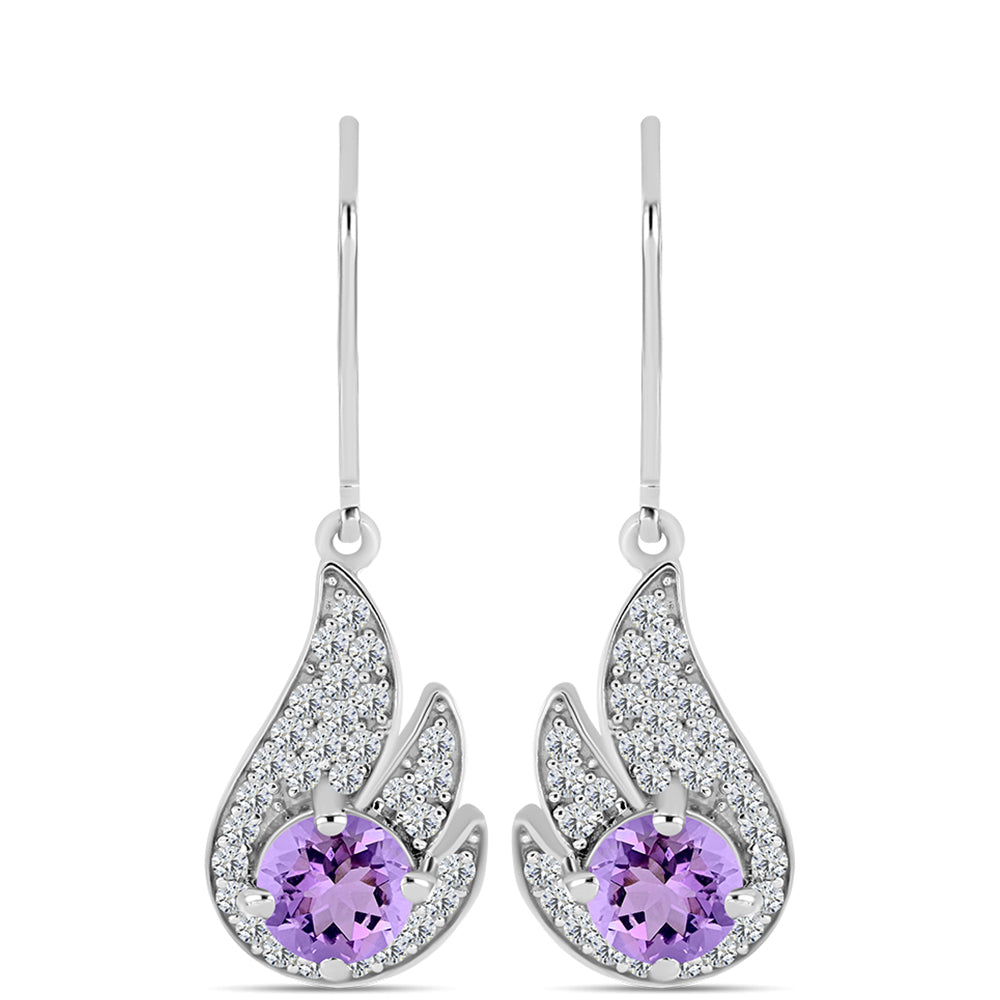 Silberohrringe mit Rose De France Amethyst und weißem Topas