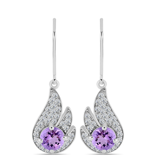 Silberohrringe mit Rose De France Amethyst und weißem Topas