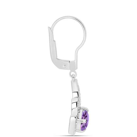Silberohrringe mit Rose De France Amethyst und weißem Topas
