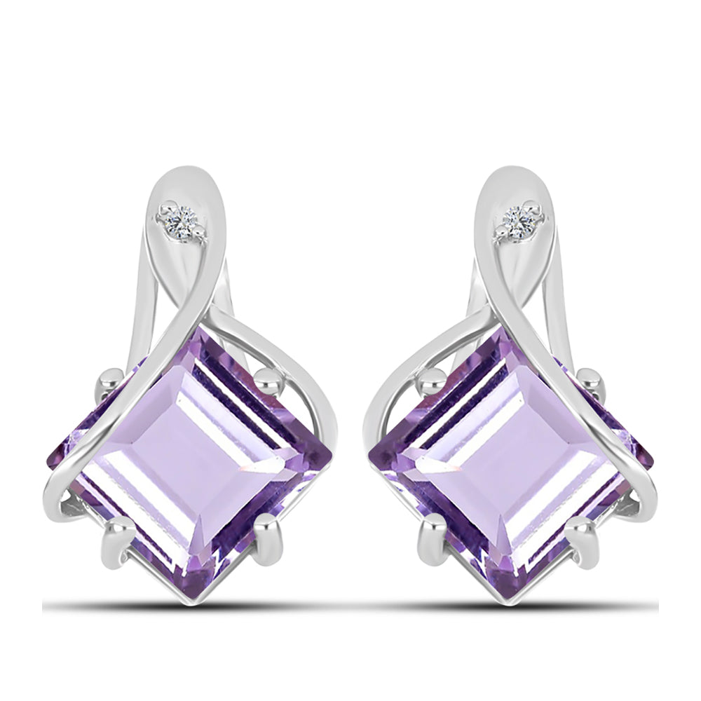 Silberohrringe mit Rose De France Amethyst und weißem Topas 1 