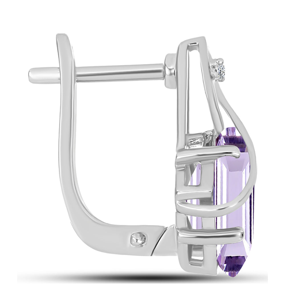 Silberohrringe mit Rose De France Amethyst und weißem Topas 2 