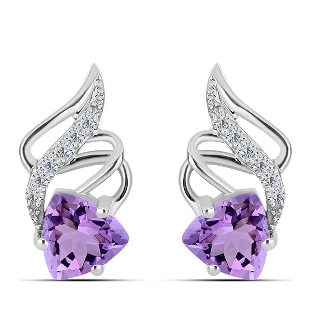 Silberohrringe mit Rose De France Amethyst und weißem Topas 1 