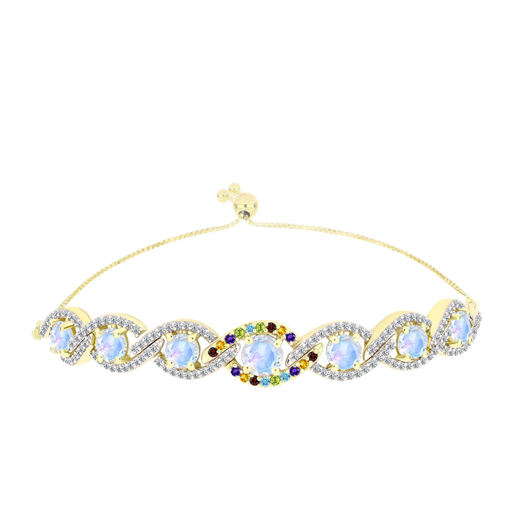 Goldplattiertes Silberarmband mit Regenbogenmondstein