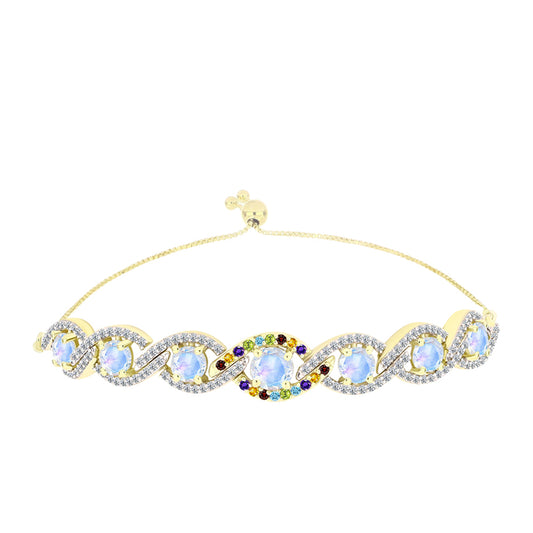 Goldplattiertes Silberarmband mit Regenbogenmondstein