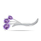 Silberbrosche mit Rose De France Amethyst und weißem Topas