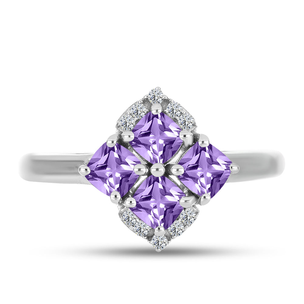 Silberring mit Rose De France Amethyst und weißem Topas