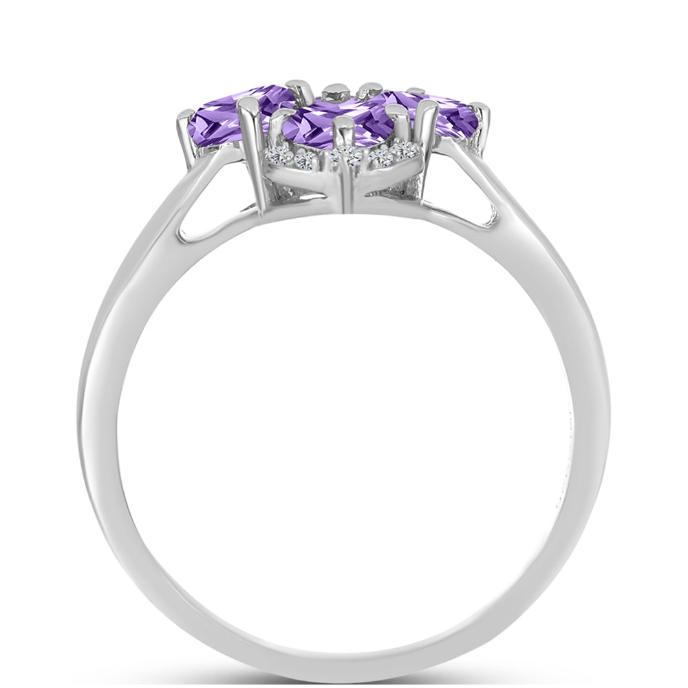 Silberring mit Rose De France Amethyst und weißem Topas 2 