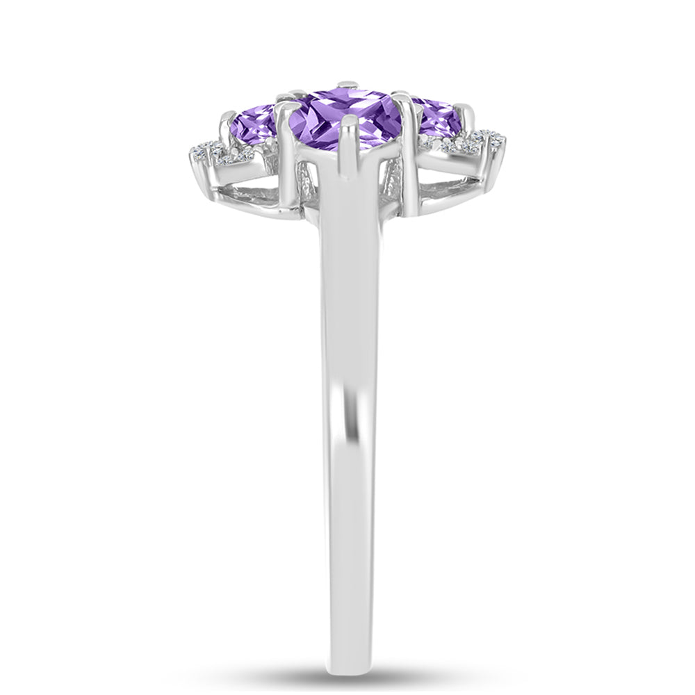 Silberring mit Rose De France Amethyst und weißem Topas