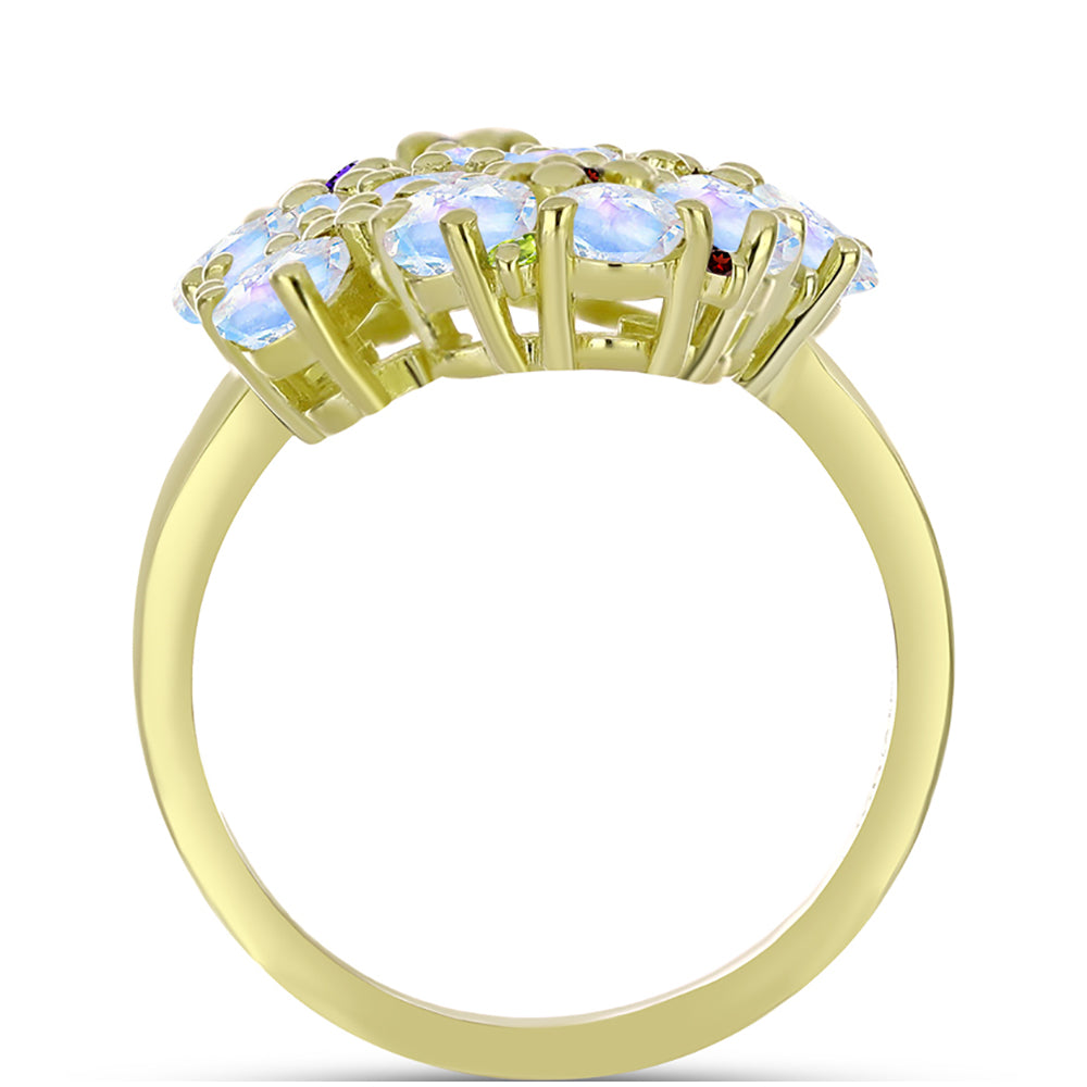 Goldplattierter Silberring mit Regenbogenmondstein und marokkanischem Amethyst 2 