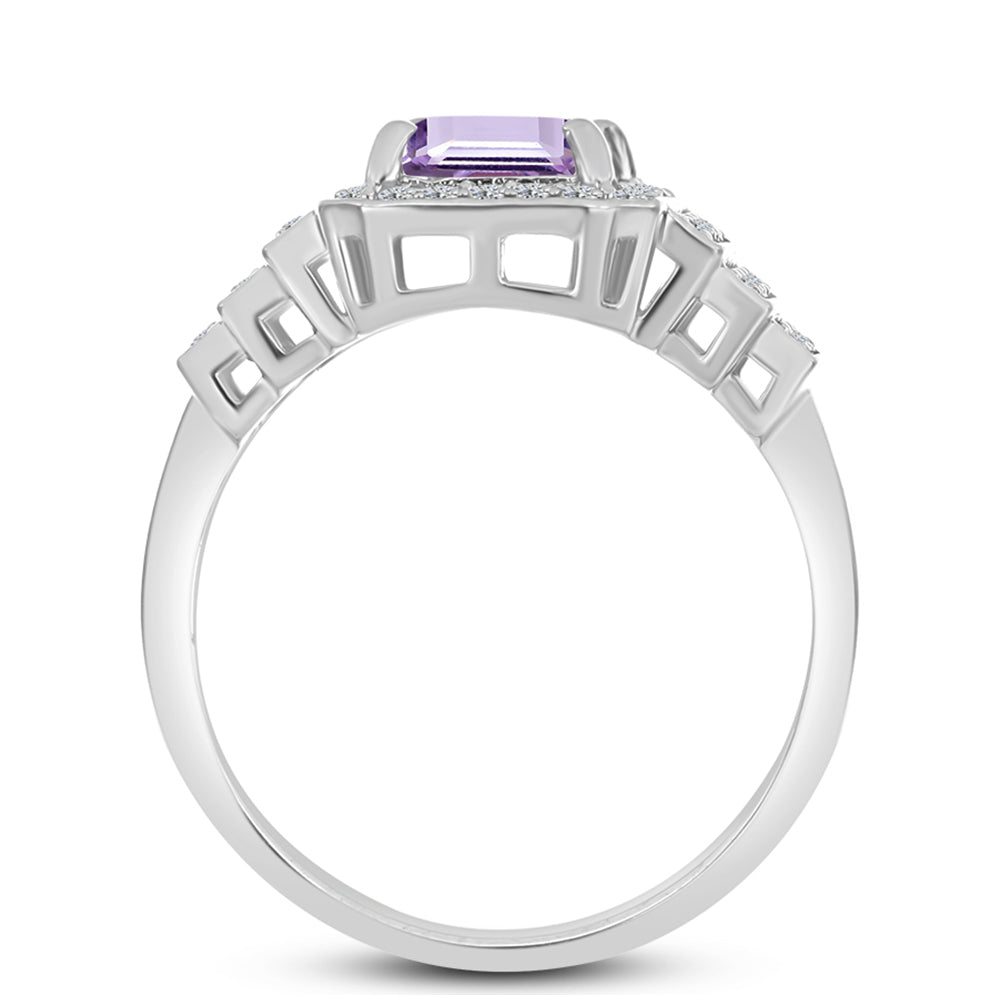 Silberring mit Rose De France Amethyst und weißem Topas