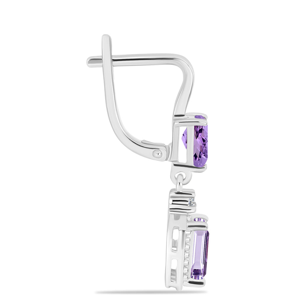 Silberohrringe mit Rose De France Amethyst und weißem Topas 2 