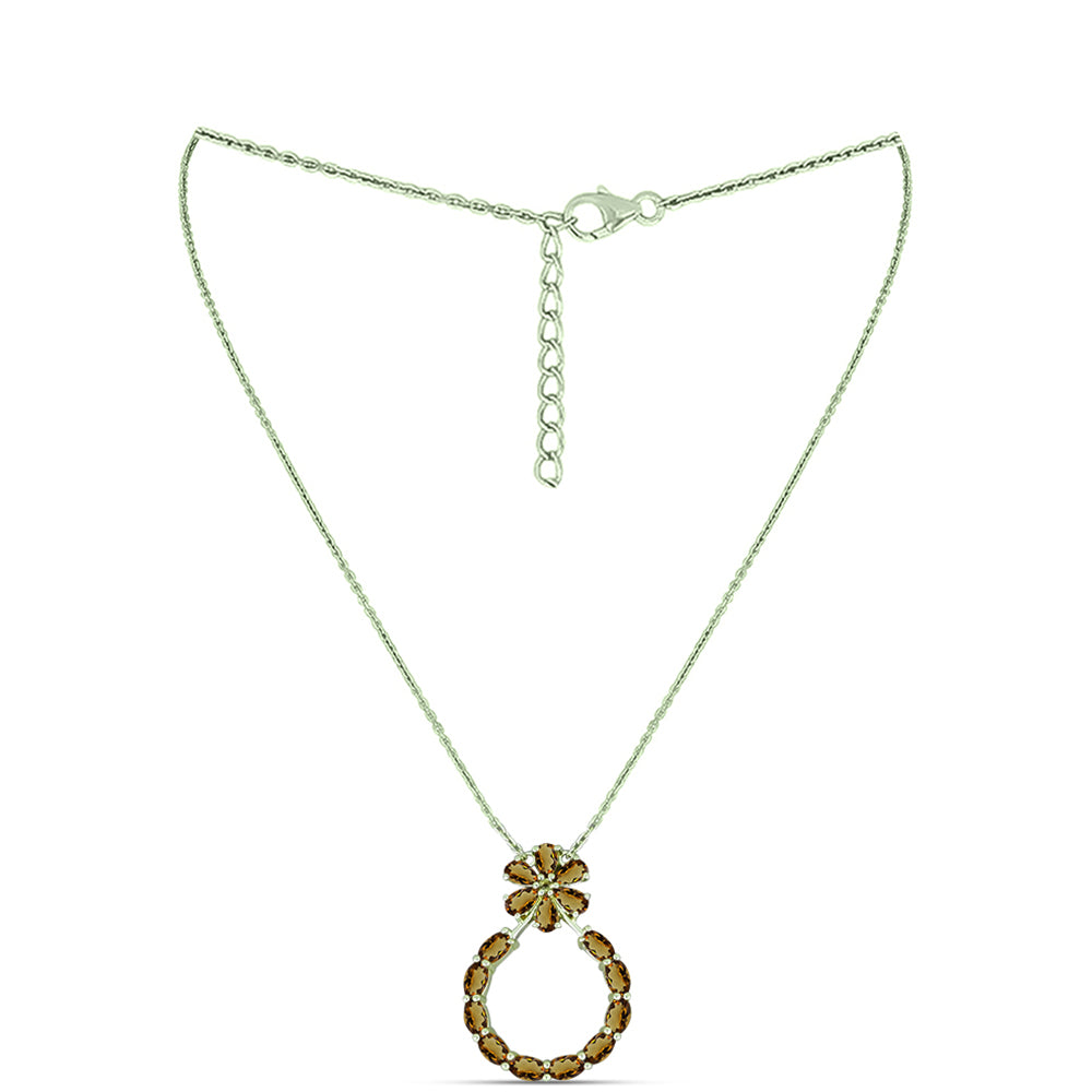 Goldplattierte Silberhalskette mit Cognac-Quarz 1 