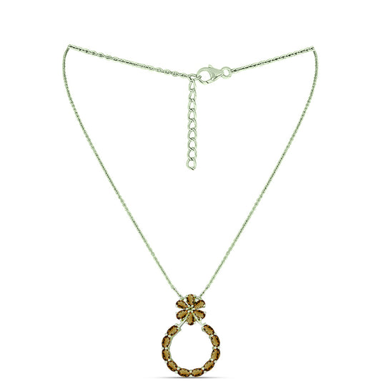 Goldplattierte Silberhalskette mit Cognac-Quarz