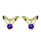 Goldplattierte Silberohrringe mit marokkanischem Amethyst und Zitrin aus dem Ural