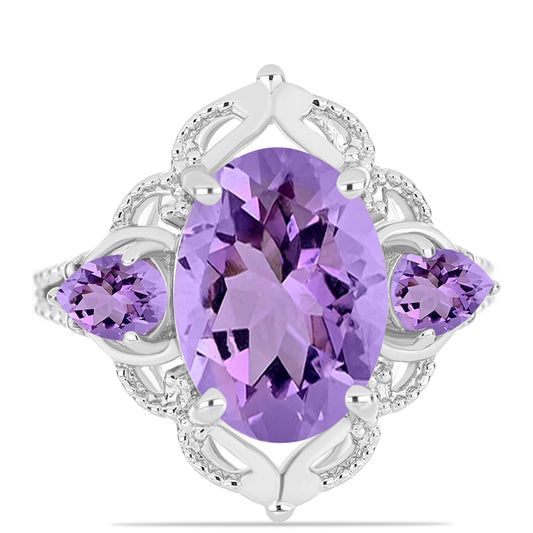 Silberring mit Rose De France Amethyst