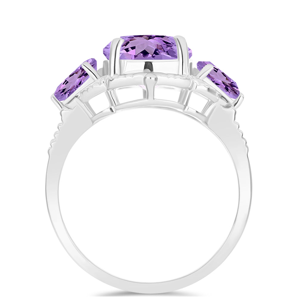 Silberring mit Rose De France Amethyst 2 