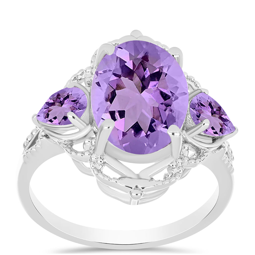Silberring mit Rose De France Amethyst