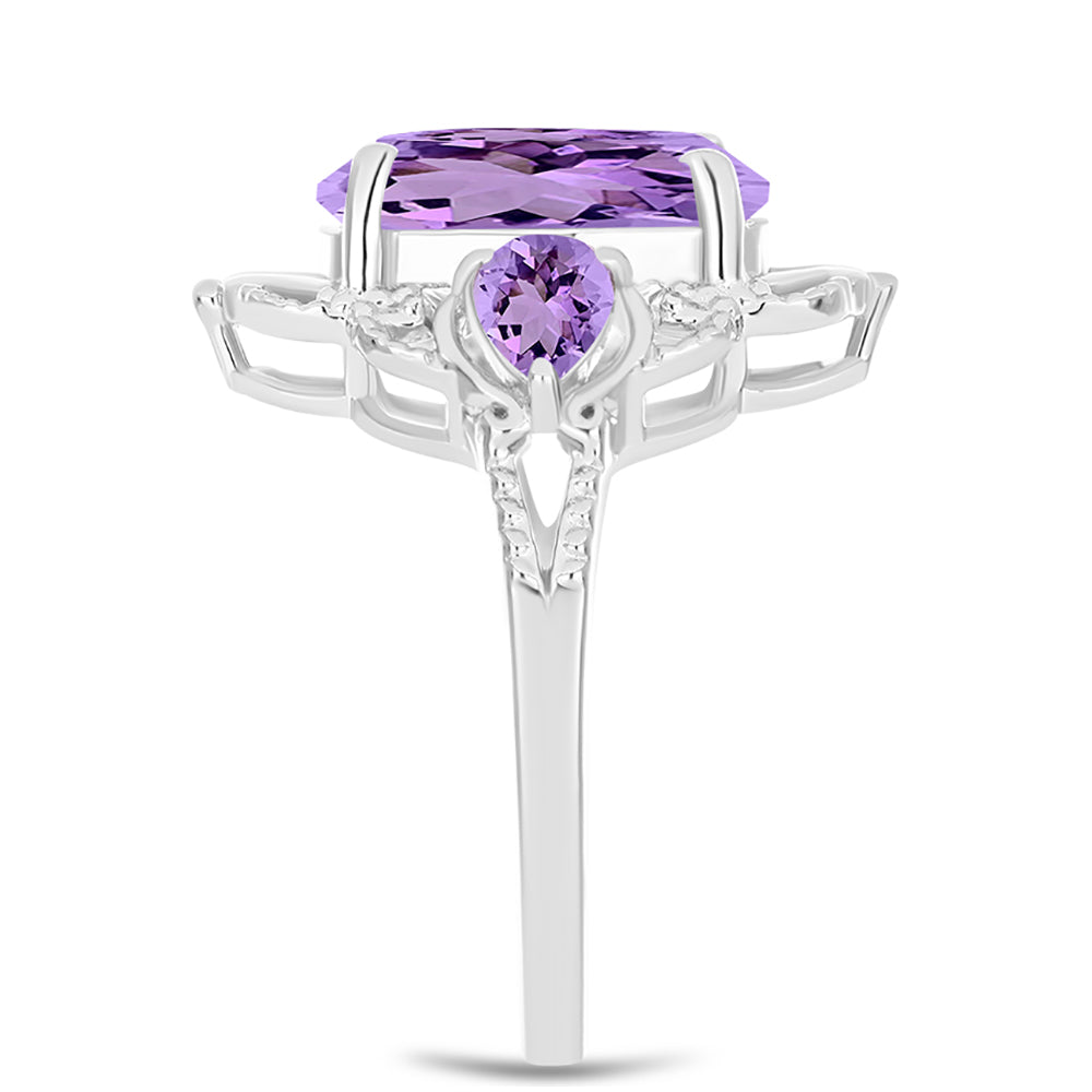 Silberring mit Rose De France Amethyst 4 
