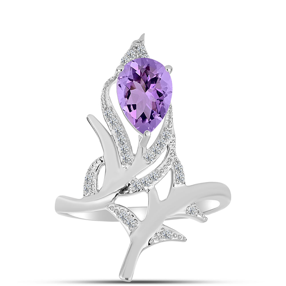 Silberring mit Rose De France Amethyst und weißem Topas 1 