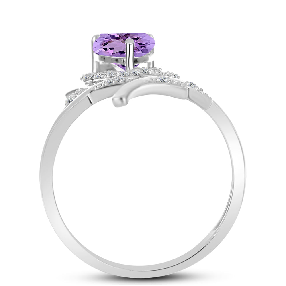 Silberring mit Rose De France Amethyst und weißem Topas