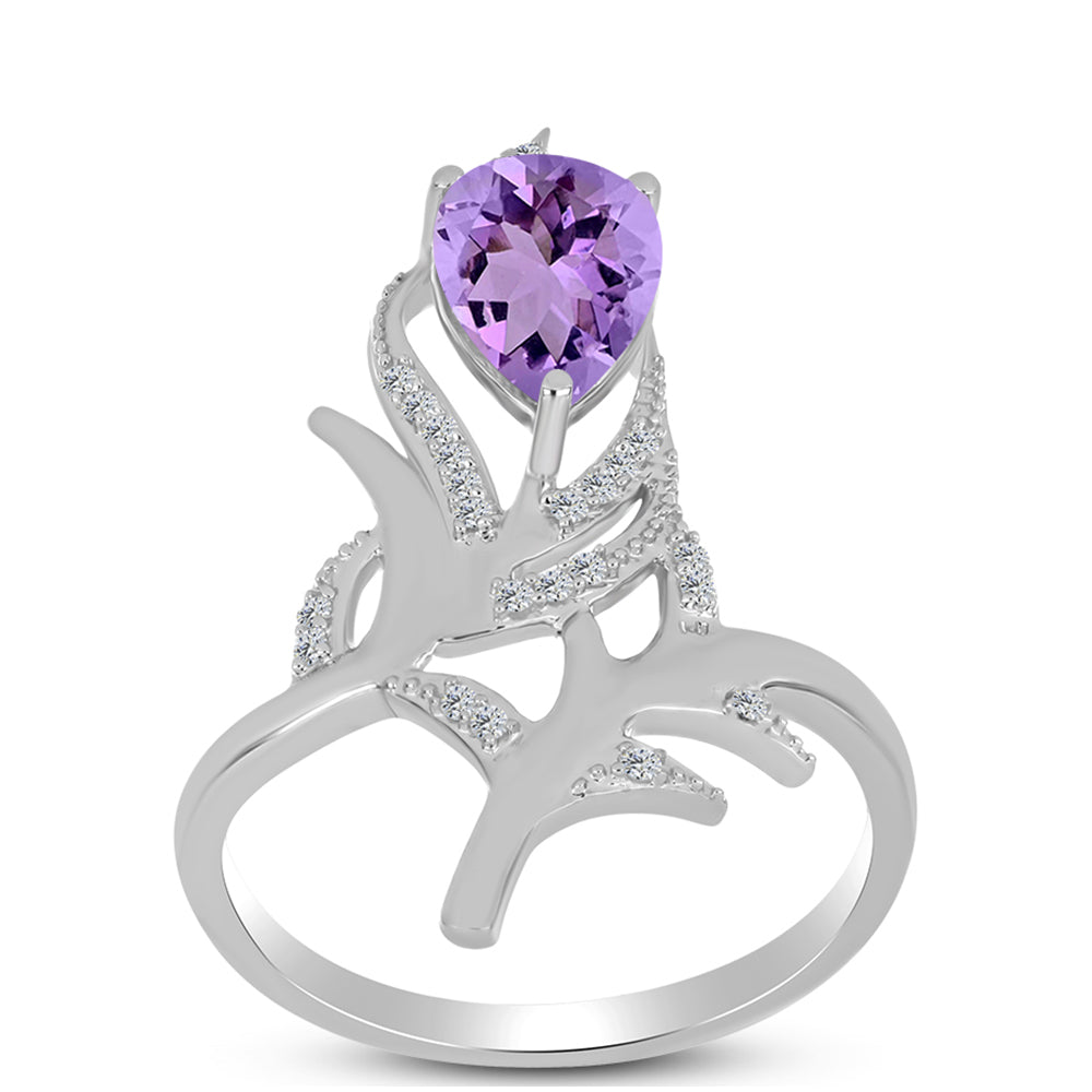 Silberring mit Rose De France Amethyst und weißem Topas 3 