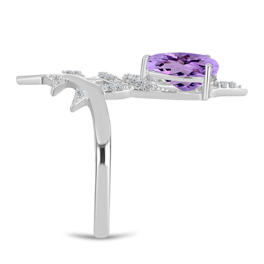 Silberring mit Rose De France Amethyst und weißem Topas 4 