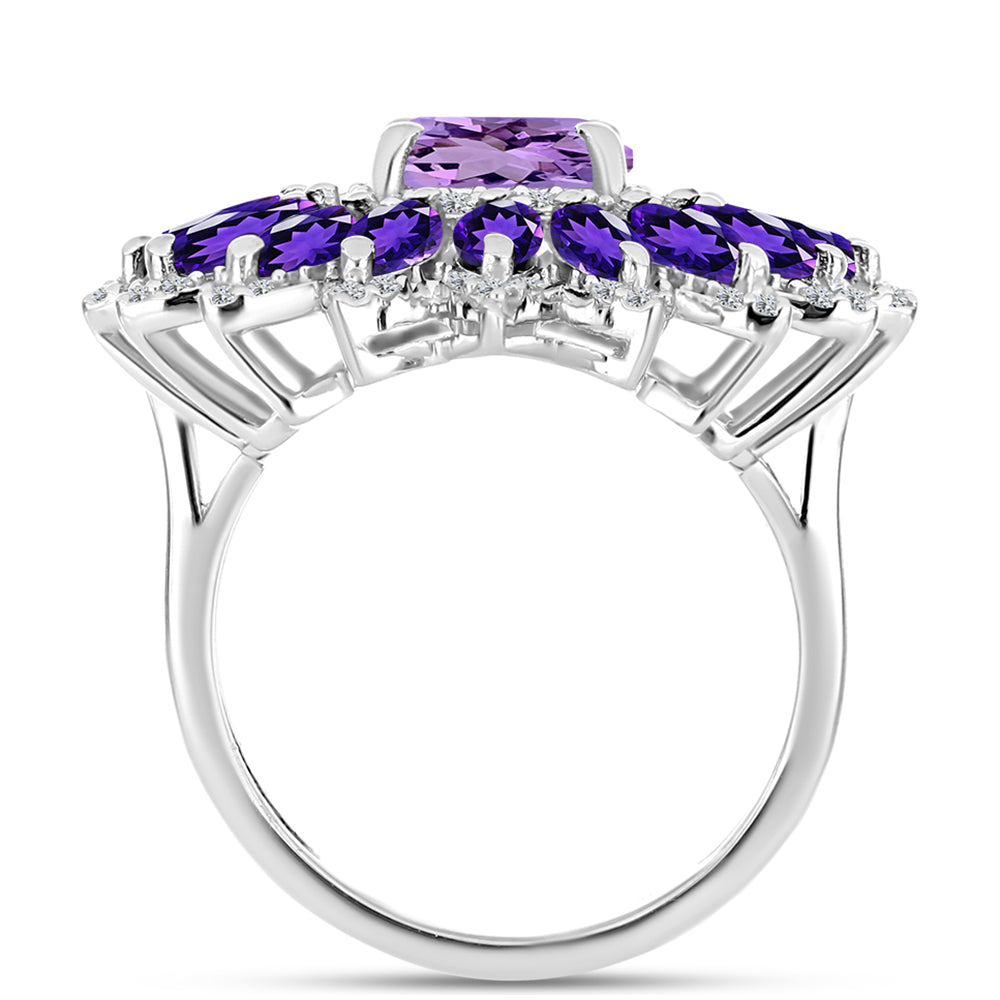 Silberring mit Rose De France Amethyst und Amethyst aus Artigas 2 
