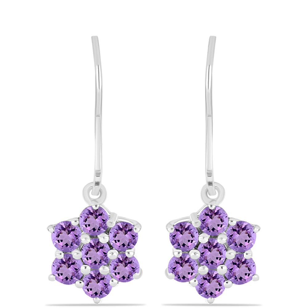 Silberohrringe mit Rose De France Amethyst 1 