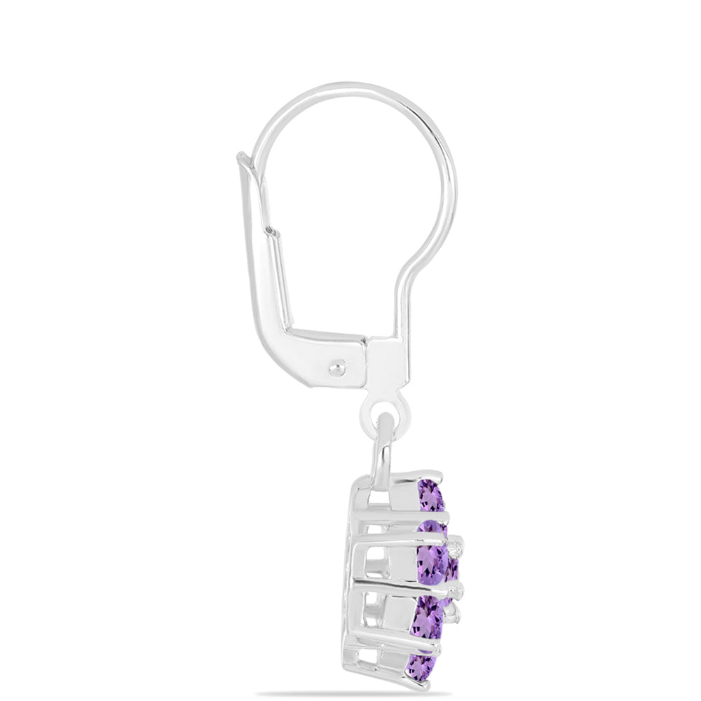 Silberohrringe mit Rose De France Amethyst