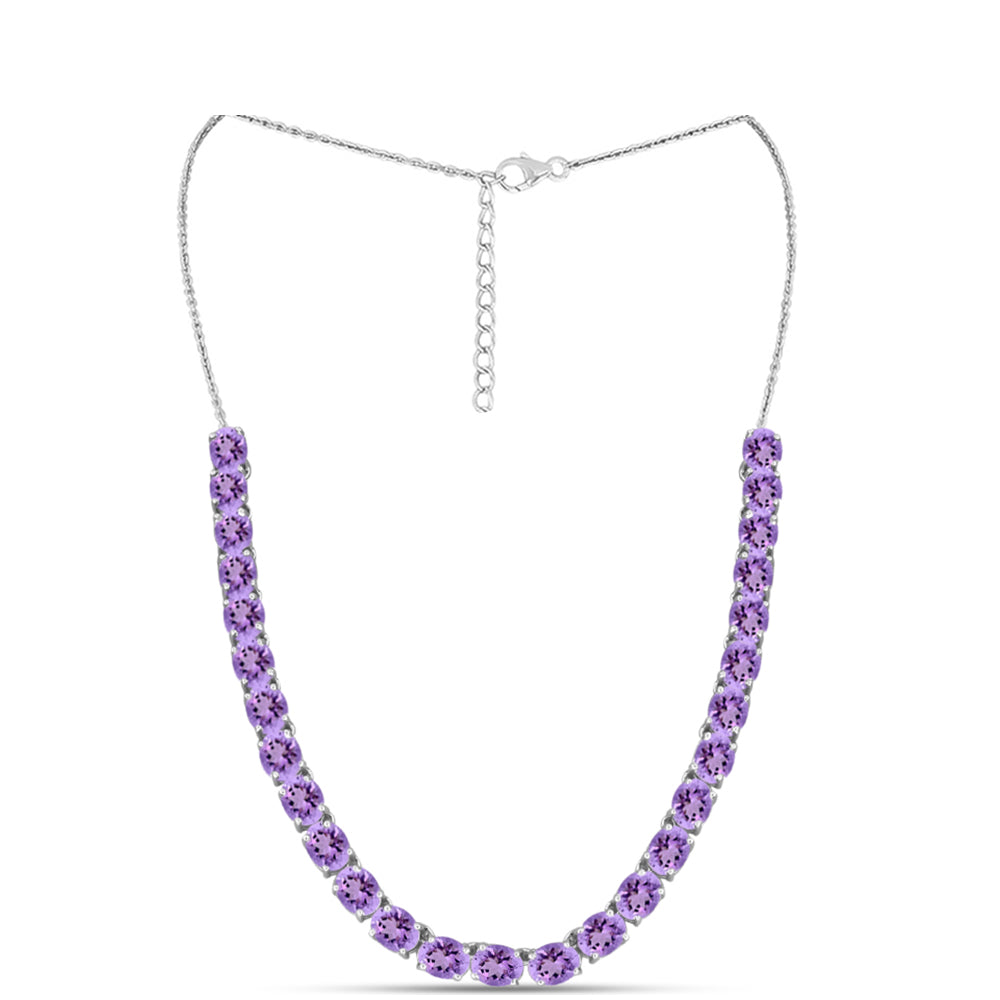 Silberhalskette mit Rose De France Amethyst