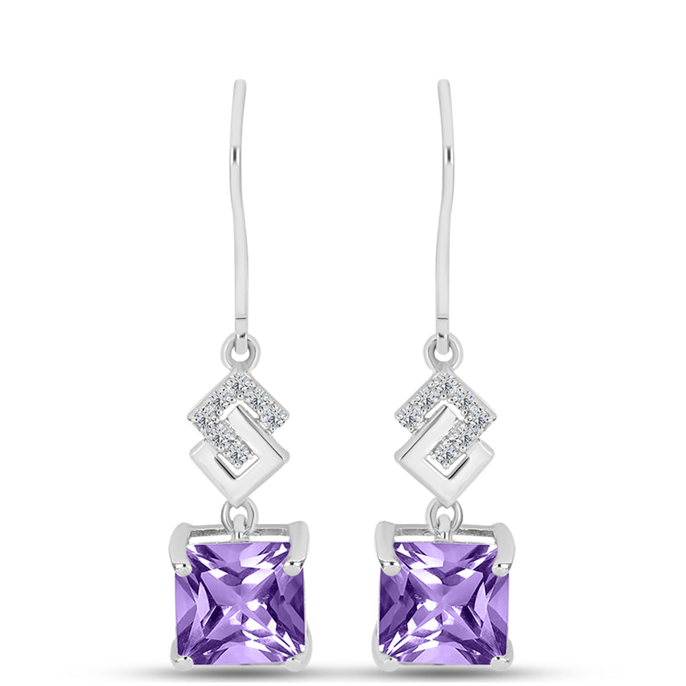 Silberohrringe mit Rose De France Amethyst und weißem Topas 1 