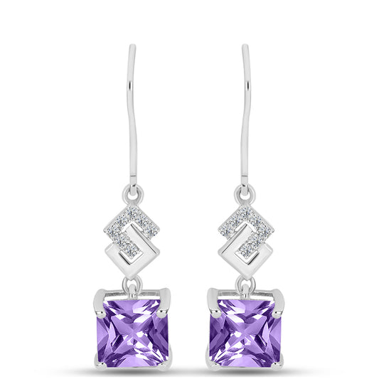 Silberohrringe mit Rose De France Amethyst und weißem Topas