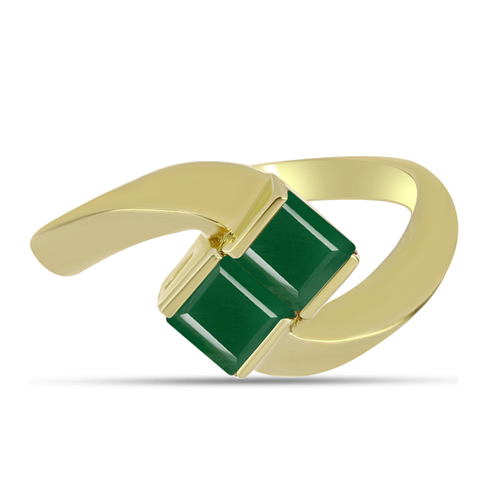 Goldplattierter Silberring mit grünem Achat 1 