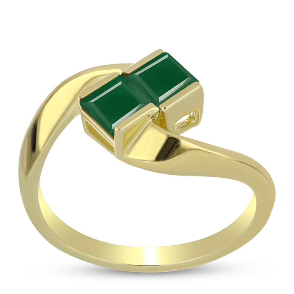 Goldplattierter Silberring mit grünem Achat