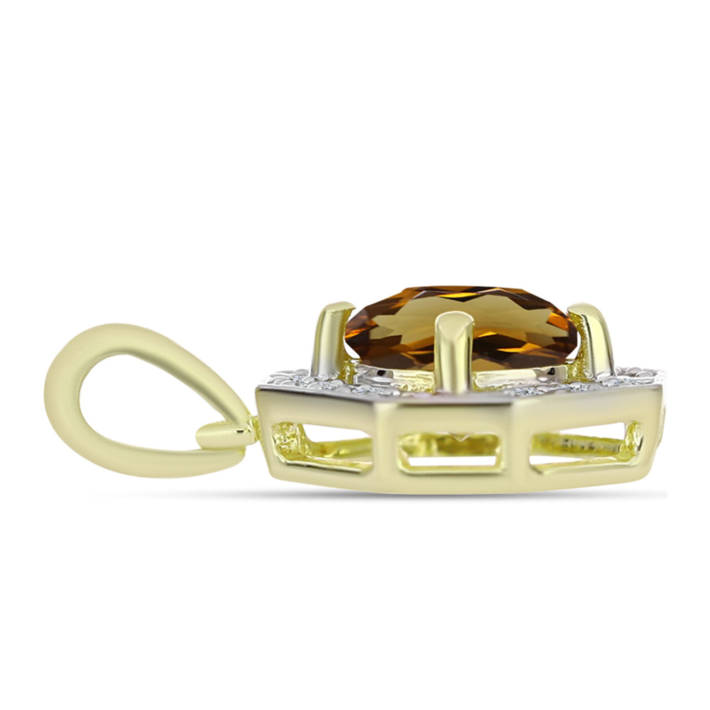Goldplattierter Silberanhänger mit Cognac-Quarz und weißem Topas 2 