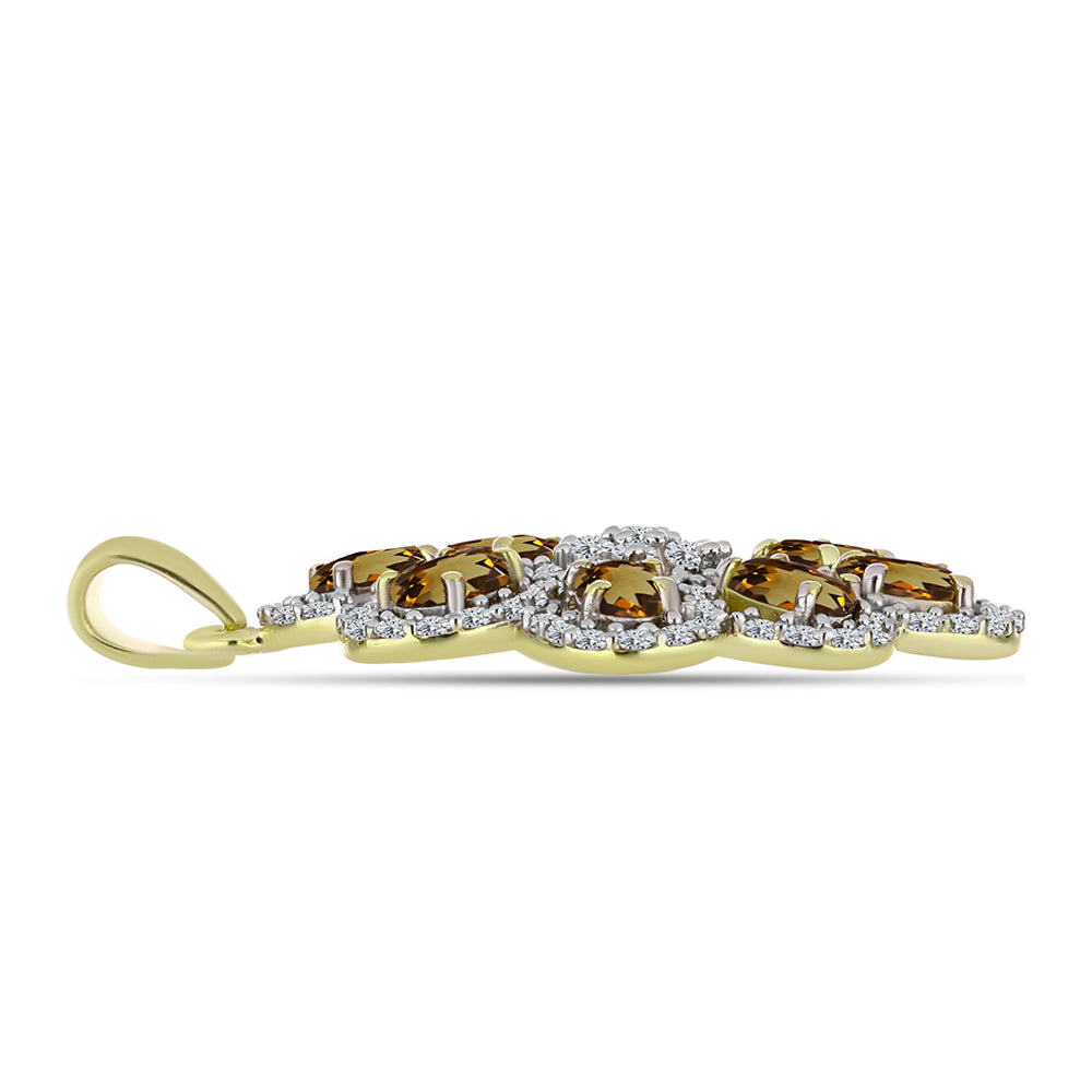 Goldplattierter Silberanhänger mit Cognac-Quarz und weißem Topas 2 